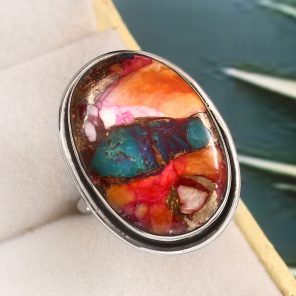 Pink Dahlia Turquoise Size US 9 925 Sterling Silver Ring (RS62-222)