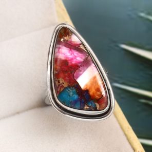 Pink Dahlia Turquoise Size US 6 925 Sterling Silver Ring (RS62-219)