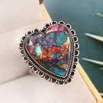 Pink Dahlia Turquoise Size US 10 925 Sterling Silver Ring (RS62-204)