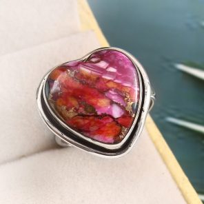 Pink Dahlia Turquoise Size US 8 925 Sterling Silver Ring (RS62-221)