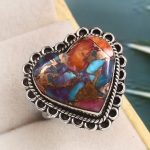 Pink Dahlia Turquoise  Size US 8 925 Sterling Silver Ring (RS62-196)