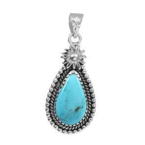 Arizona Turquoise 1.5â€³ 925 Sterling Silver Pendant (REXT29-38)