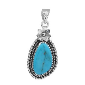 Arizona Turquoise 1.5â€³ 925 Sterling Silver Pendant (REXT29-41)