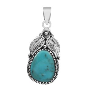 Arizona Turquoise 1.5â€³ 925 Sterling Silver Pendant (REXT29-187)