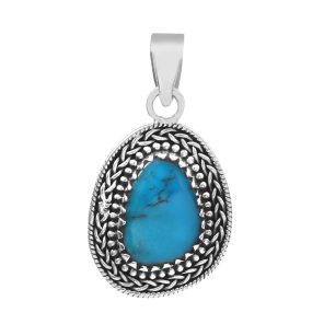 Arizona Turquoise 1.25â€³ 925 Sterling Silver Pendant (REXT29-201)