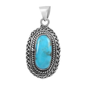 Kingman Turquoise 1.5â€³ 925 Sterling Silver Pendant (REXT29-159)