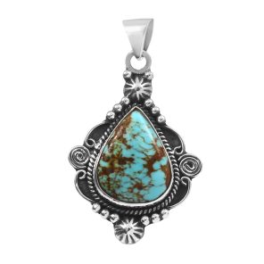 Kingman Turquoise 1.5â€³ 925 Sterling Silver Pendant (REXT29-141)