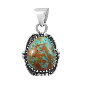 Kingman Turquoise 1.25â€³ 925 Sterling Silver Pendant (REXT29-147)