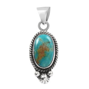 Kingman Turquoise 1.25â€³ 925 Sterling Silver Pendant (REXT29-83)