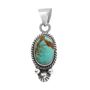 Kingman Turquoise 1.25â€³ 925 Sterling Silver Pendant (REXT29-87)
