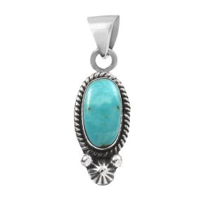 Kingman Turquoise 1.25â€³ 925 Sterling Silver Pendant (REXT29-88)