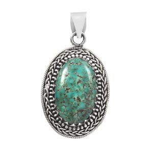 Kingman Turquoise 1.5â€³ 925 Sterling Silver Pendant (REXT29-73)