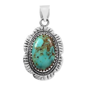 Kingman Turquoise 1.5â€³ 925 Sterling Silver Pendant (REXT29-55)