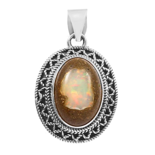 Cantera Opal 1.5â€³ 925 Sterling Silver Pendant (REXT19-106)