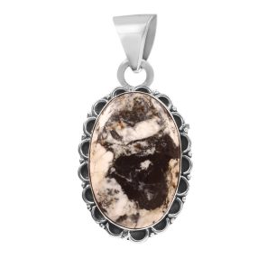 White Buffalo Turquoise 1.5" 925 Sterling Silver Pendant (REXT20-110)