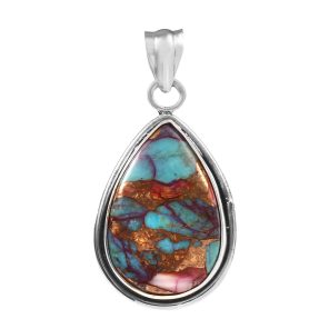 Pink Dahlia Turquoise 1.5" 925 Sterling Silver Pendant  (REXT20-43)