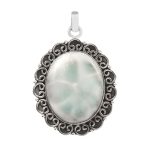 Larimar 1.75" 925 Sterling Silver Pendant (REXT20-91)