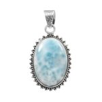 Larimar 1.5" 925 Sterling Silver Pendant (REXT20-95)