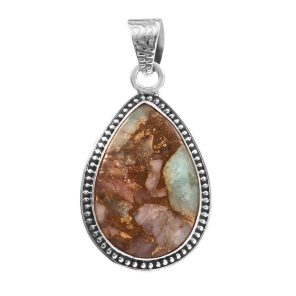 Amazonite Infused Pink Opal 1.5" 925 Sterling Silver Pendant (REXT20-86)