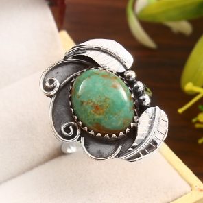 Kingman Turquoise Size US 11 925 Sterling Silver Ring (RS62-165)