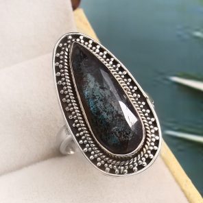 Teal Kyanite Size US 11 925 Sterling Silver Ring (RS56-62)