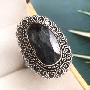 Teal Kyanite Size US 8 925 Sterling Silver Ring (RS56-27)