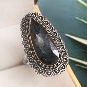 Teal Kyanite Size US 10 925 Sterling Silver Ring (RS56-56)