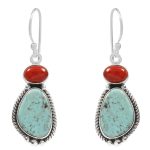 Arizona Turquoise & Coral 1.5â€³ 925 Sterling Silver Earring (REXT29-172)