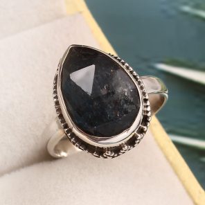 Teal Kyanite Size US 9 925 Sterling Silver Ring (RS56-46)