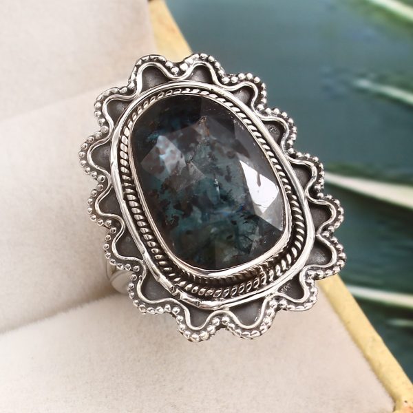 Teal Kyanite Size US 8 925 Sterling Silver Ring (RS56-37)