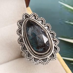 Teal Kyanite Size US 9 925 Sterling Silver Ring (RS56-47)