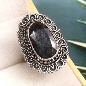 Teal Kyanite Size US 9 925 Sterling Silver Ring (RS56-48)