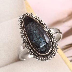 Teal Kyanite Size US 11 925 Sterling Silver Ring (RS56-64)