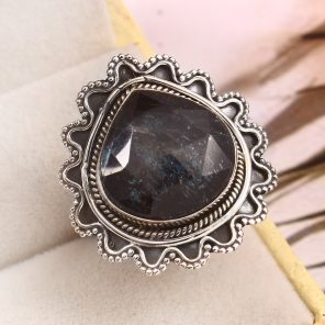 Teal Kyanite Size US 9 925 Sterling Silver Ring (RS56-50)