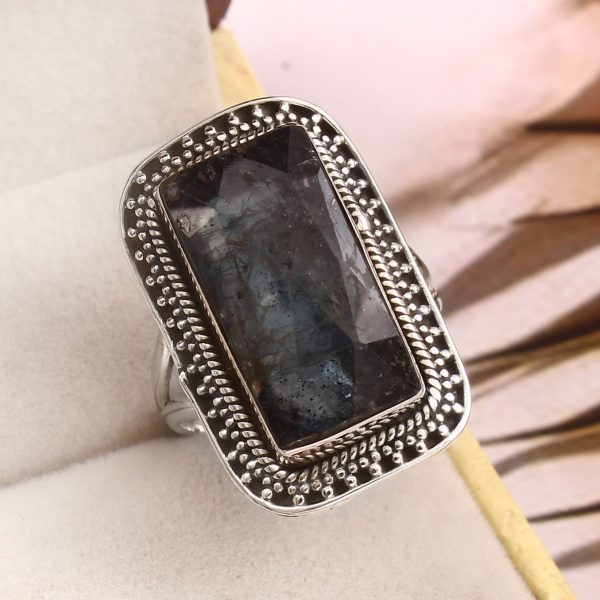 Teal Kyanite Size US 9 925 Sterling Silver Ring (RS56-49)