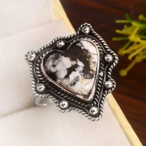 White Buffalo Turquoise Size US 10 925 Sterling Silver Ring (RS114-297)