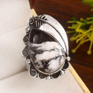 White Buffalo Turquoise Size US 9 925 Sterling Silver Ring (RS114-285)