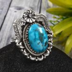 Morenci Turquoise Size US 10 925 Sterling Silver Ring (RS62-186)