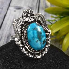 Morenci Turquoise Size US 10 925 Sterling Silver Ring (RS62-186)
