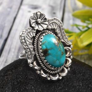 Kingman Turquoise Size US 6 925 Sterling Silver Ring (RS62-181)