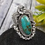 Kingman Turquoise Size US 10 925 Sterling Silver Ring (RS62-179)