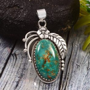 Kingman Turquoise 1.75â€³ 925 Sterling Silver Pendant (RS62-81)