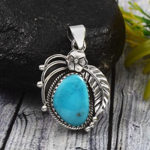 Arizona Turquoise 1.5â€³ 925 Sterling Silver Pendant (RS62-93)