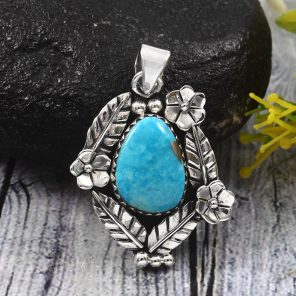 Arizona Turquoise 1.5â€³ 925 Sterling Silver Pendant (RS62-66)