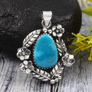 Arizona Turquoise 1.5â€³ 925 Sterling Silver Pendant (RS62-67)