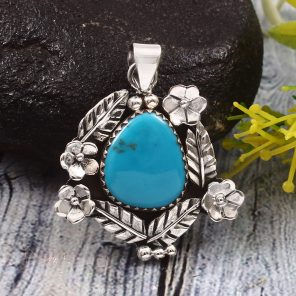 Arizona Turquoise 1.5â€³ 925 Sterling Silver Pendant (RS62-68)