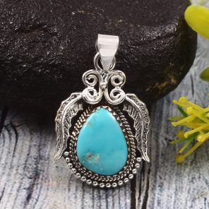 Arizona Turquoise 1.5â€³ 925 Sterling Silver Pendant (RS62-96)
