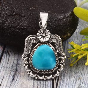 Arizona Turquoise 1.5â€³ 925 Sterling Silver Pendant (RS62-95)