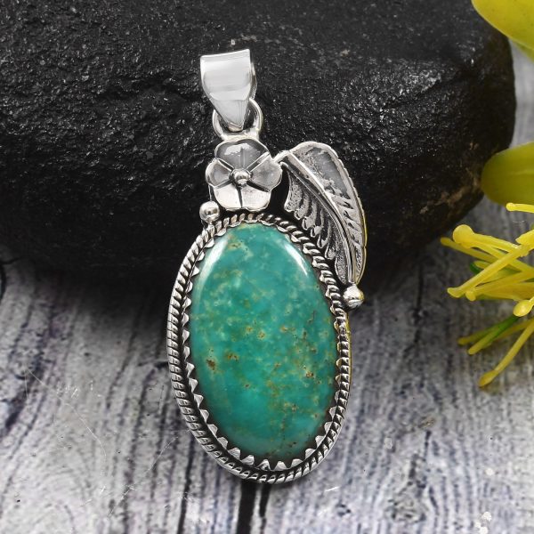 Kingman Turquoise 1.75â€³ 925 Sterling Silver Pendant (RS62-57)
