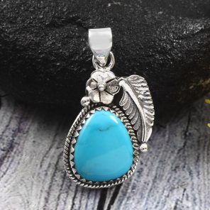 Arizona Turquoise 1.5â€³ 925 Sterling Silver Pendant (RS62-50)